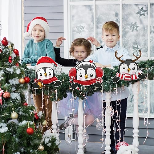 Vista 13 de Barydat 5 piezas de decoración de valla de Navidad Peeker para decoración de jardín y patio, decoración al aire libre de Navidad, bonito letrero