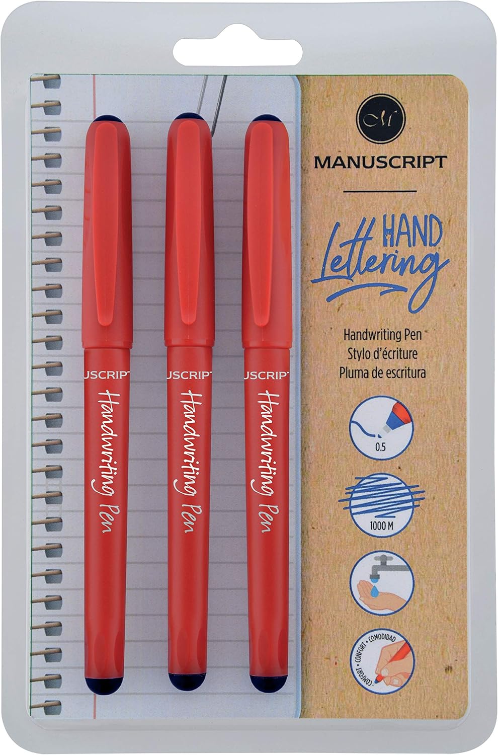 Manuscript Handwriting Pen, Black (Pack of 3)
