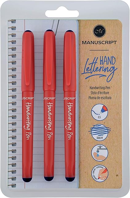 MANUSCRIPT Handwriting Pens - pack of 3 handwriting pens, Black