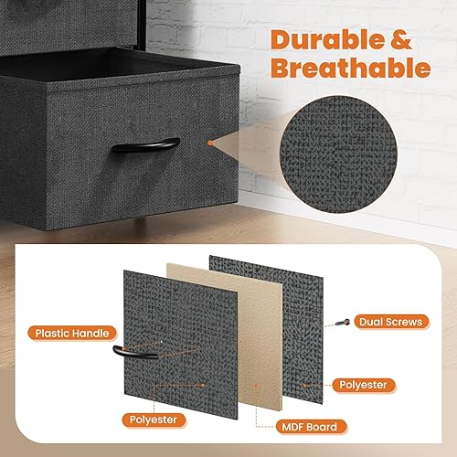 Miniatura 4 de Sweetcrispy - Mesita de noche con 2 cajones de almacenamiento, 50.8 cm de altura, mesa auxiliar pequeña para cama, mueble de madera con parte