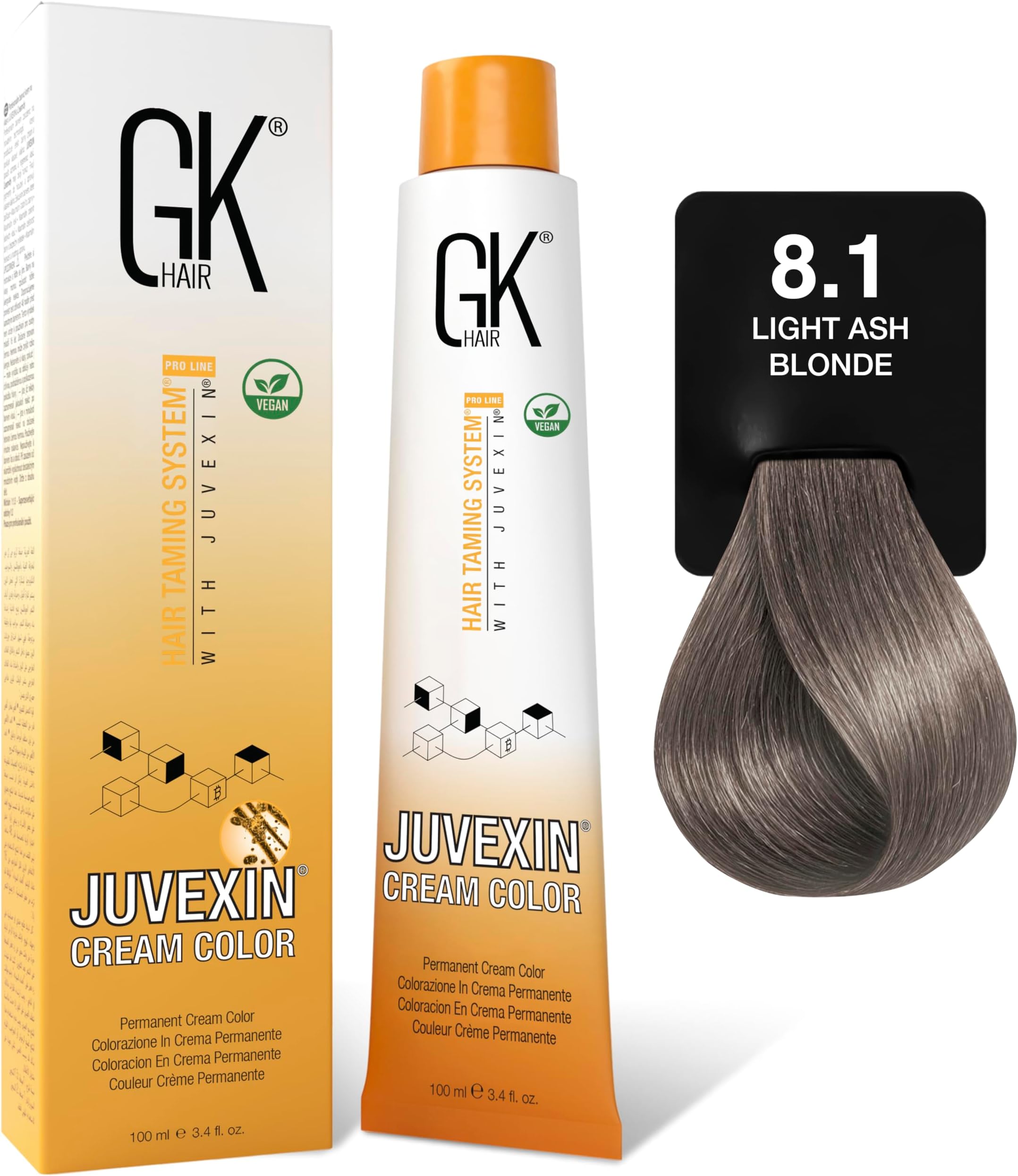 GK HAIR Global Keratin Semi Permanent Hair Cream Color with 87+ Shades (3.4 Fl Oz/100ml) Nourishing & Cleansing Colors for Styling High Performance Long Lasting Natural Toner Hair Dye Tubes - Unisex