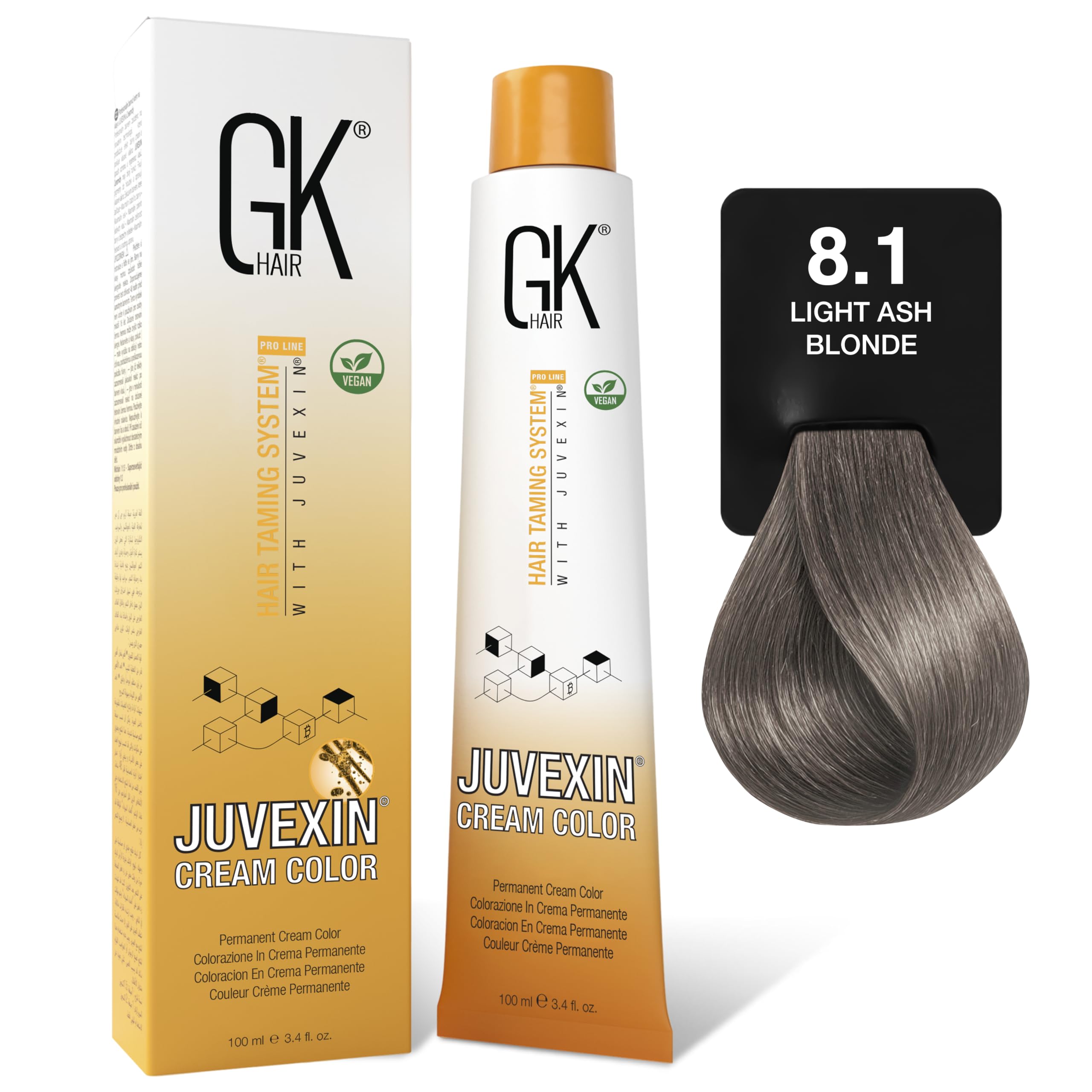 GK HAIR Global Keratin Professional Hair Color Cream Tube (3.4 Fl Oz/100ml) Nourishing & Cleansing Colors for Styling High Performance Long Lasting Semi Permanent Natural Toner Dye