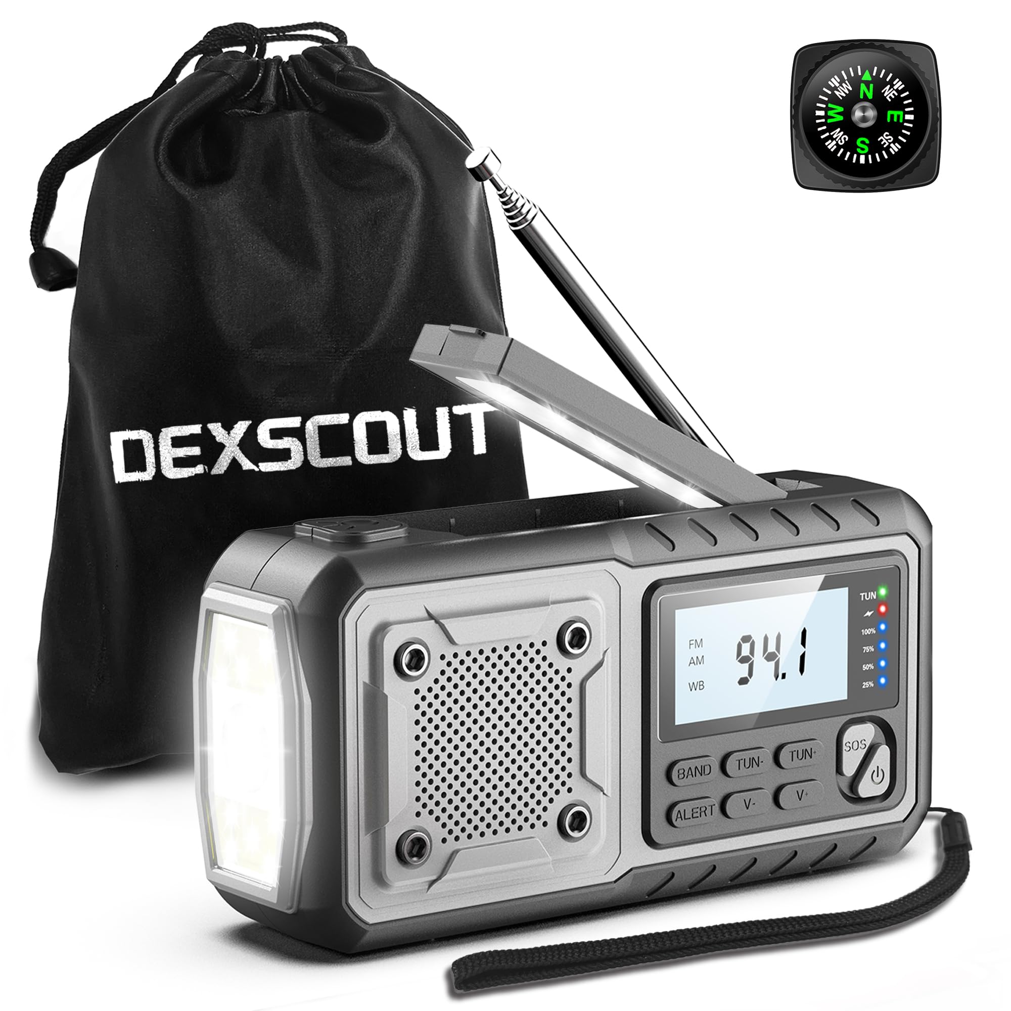 5000mAh Emergency Crank Weather Radio,Solar Hand Crank Portable NOAA AM FM Battery Power Radio,Weather Alert with Flashlight,SOS Alarm & Reading Lamp,Survival Gifts for Home Outdoor