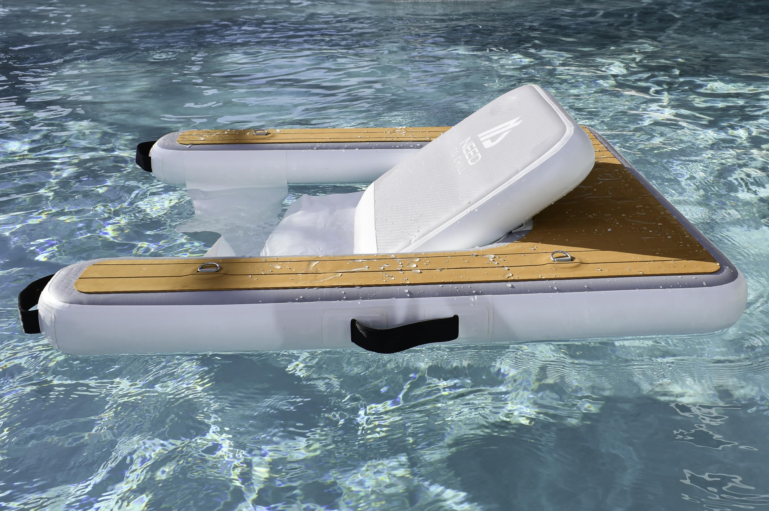 Need To Chill Inflatable Chair - Premium Outdoor Blow Up Seat Lounger for Boating, Beach, Lake, Pool - Includes Pump & Travel Bag - Foldable Water Floating Device for Adults Summer (Grey)