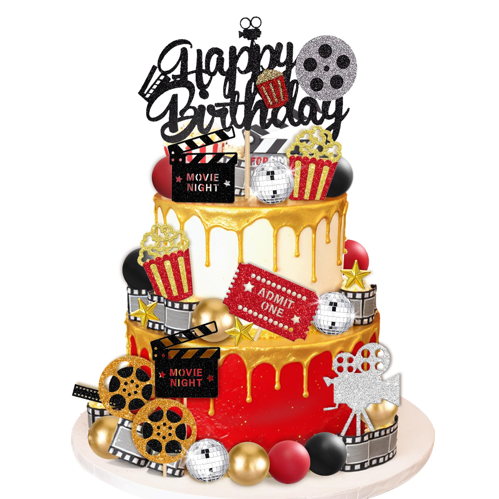 39Pcs Movie Cake Topper Theater Cake Decorations Movie Party Decorations