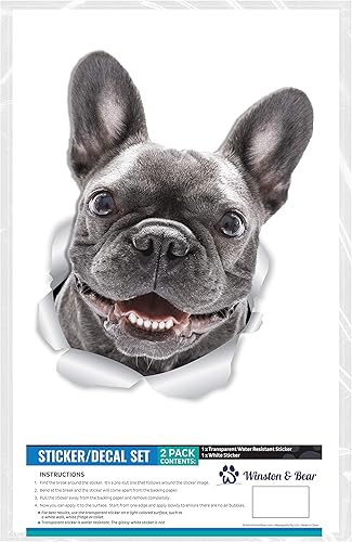 Miniatura 19 de Winston & Bear Calcomanías 3D para perros de bulldog francés, paquete de 2, decoración de bulldog francés, regalos de bulldog francés negro