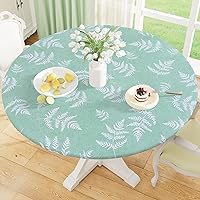 Vista 13 de Misaya - Mantel redondo ajustable con borde elástico, 100% impermeable y resistente al aceite, mantel de plástico con respaldo de franela de vinilo