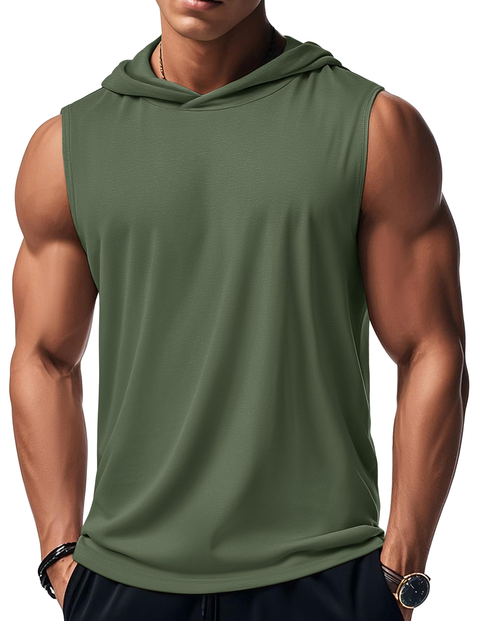 MAGCOMSEN Mens Tank Top Sleeveless Hoodie Cotton T-Shirt Summer Casual Shirt Muscle Tee