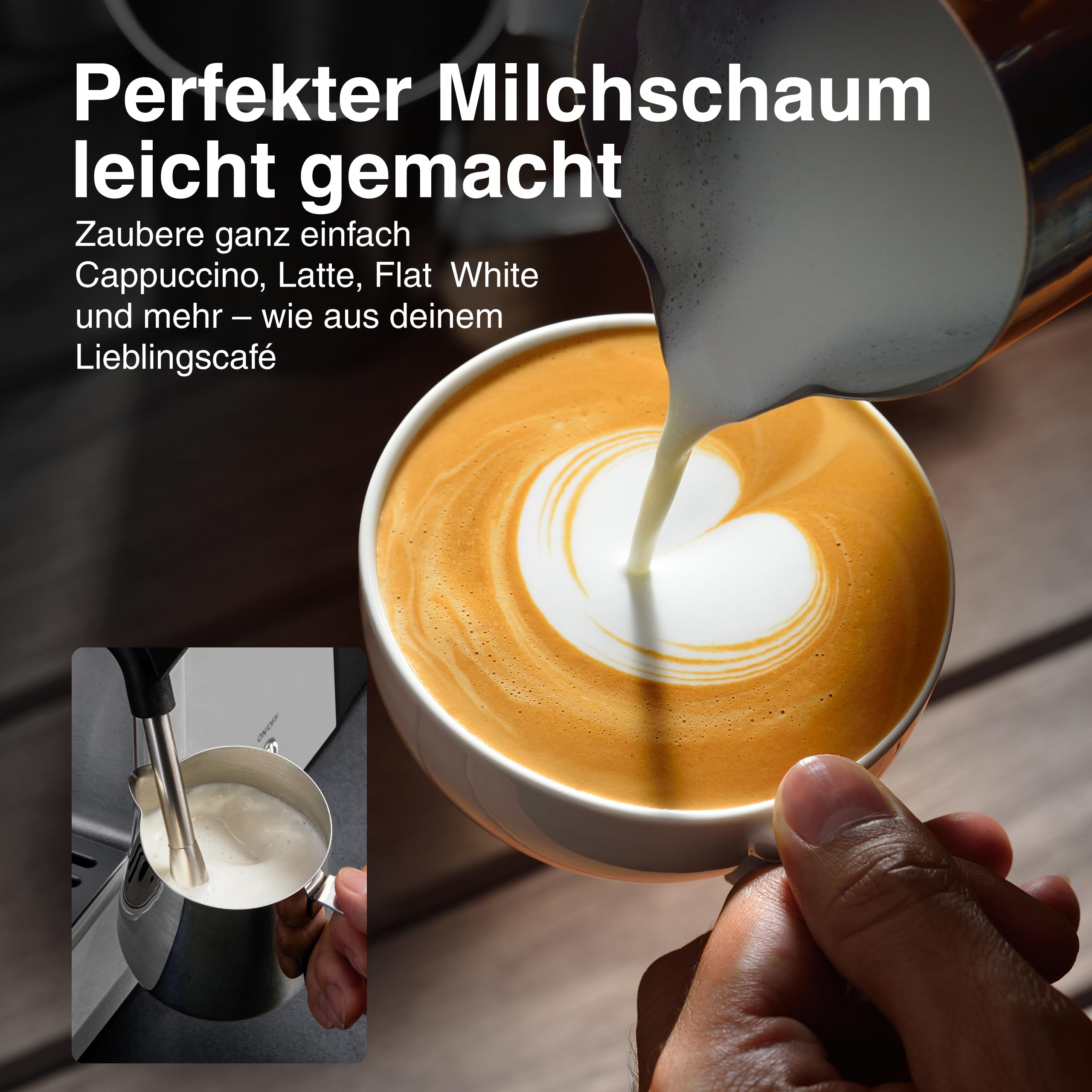 Solis Barista Perfetta Plus Espressomaschine, Halbautomatische Kaffeemaschine mit Milchschäumer, Programmierbare Kaffeemaschine mit abnehmbaren Wassertank, Heißwasser- und Dampffunktion, Silber