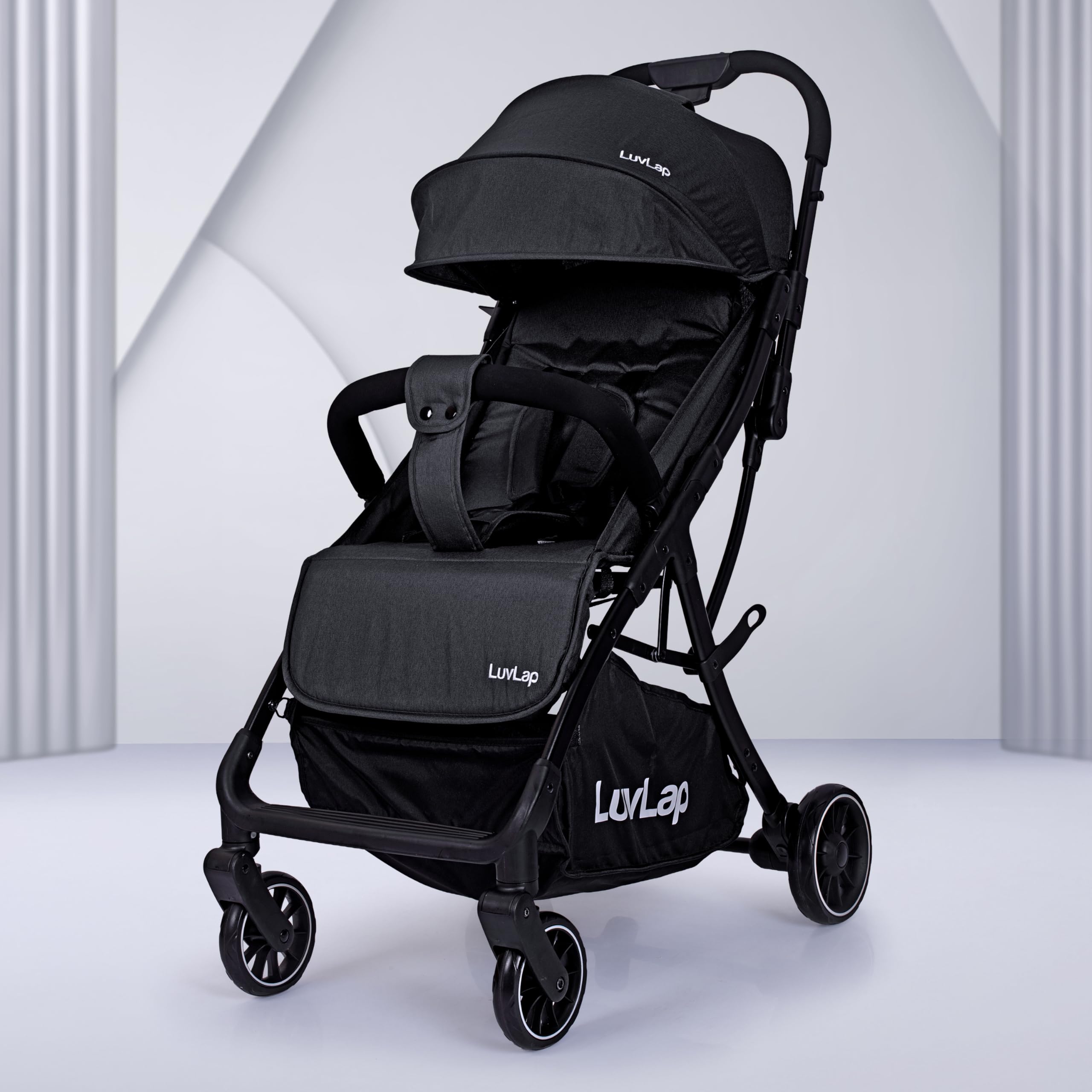 LuvLap Regency Baby Stroller, Pram for 0 to 3 Years with 5 Point Safety Harness, Large Storage Basket, Heavy Duty Wheels, Easy Fold, Extendable Canopy, Multilevel Recline & Adjustable footrest-image-34