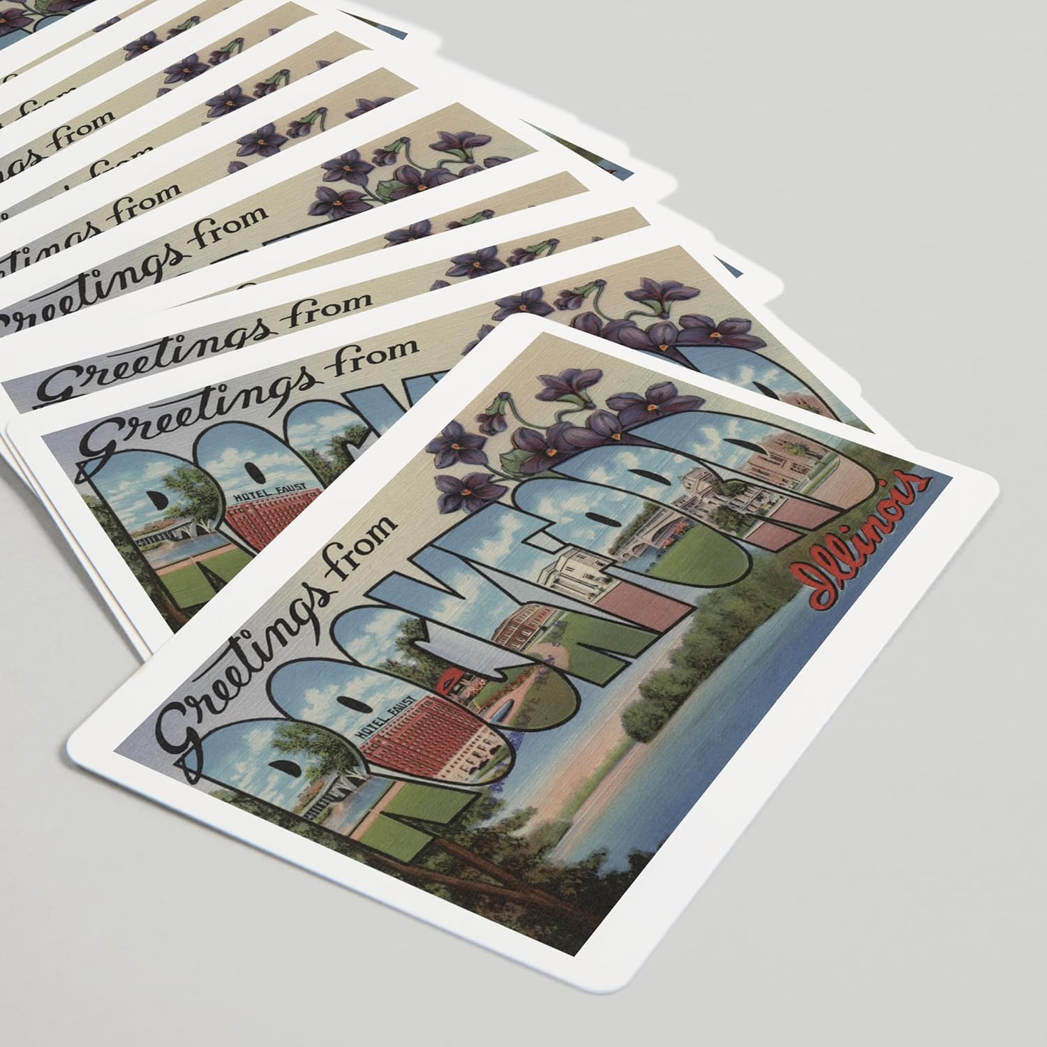 Lantern Press Rockford, Illinois, Large Letter Scenes, 52 Playing Cards for Adults, Poker Size Card Deck