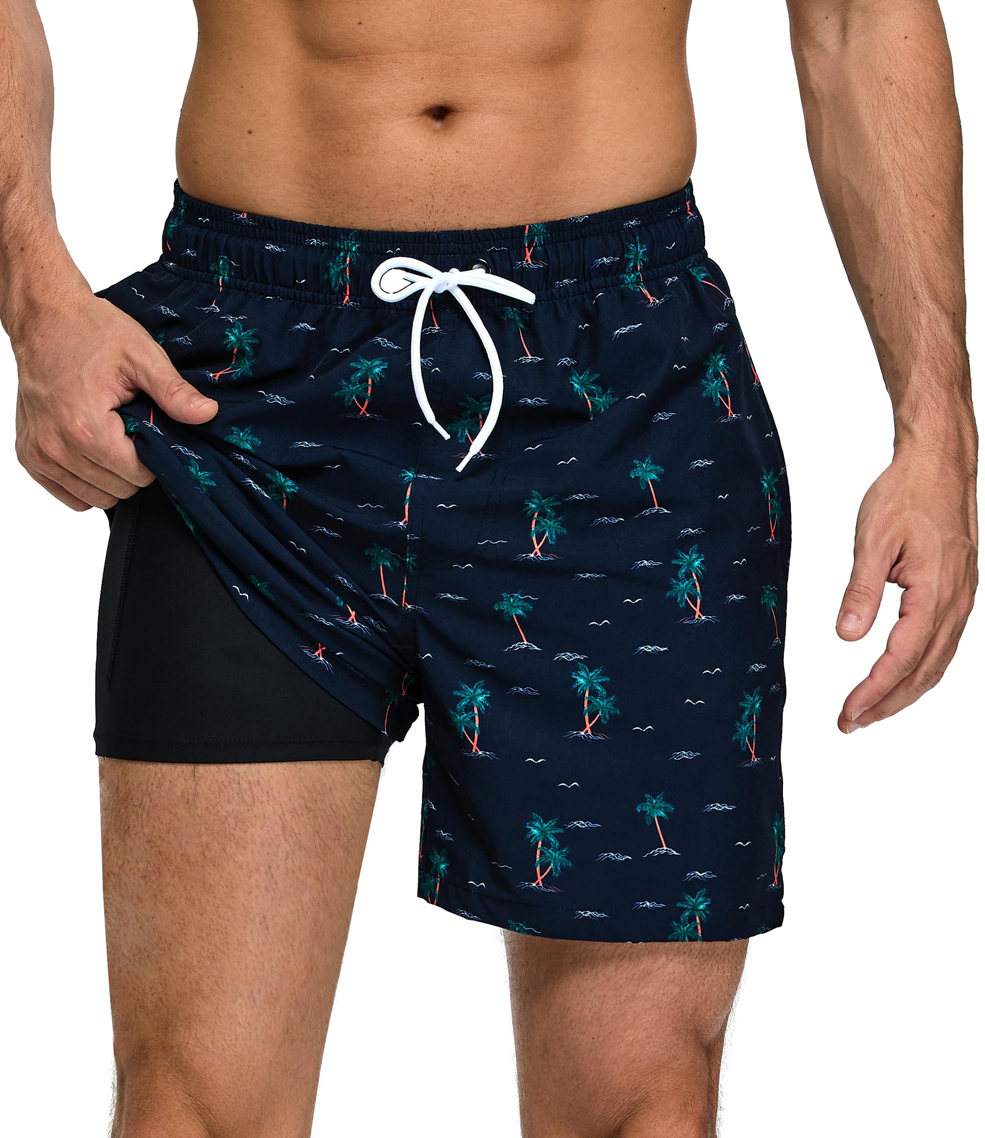 Kfnire Bañador Hombre con Forro Compresión y Bolsillos, Shorts de Baño para Natación Secado Rápido Hidrófugo Banador para Hombre