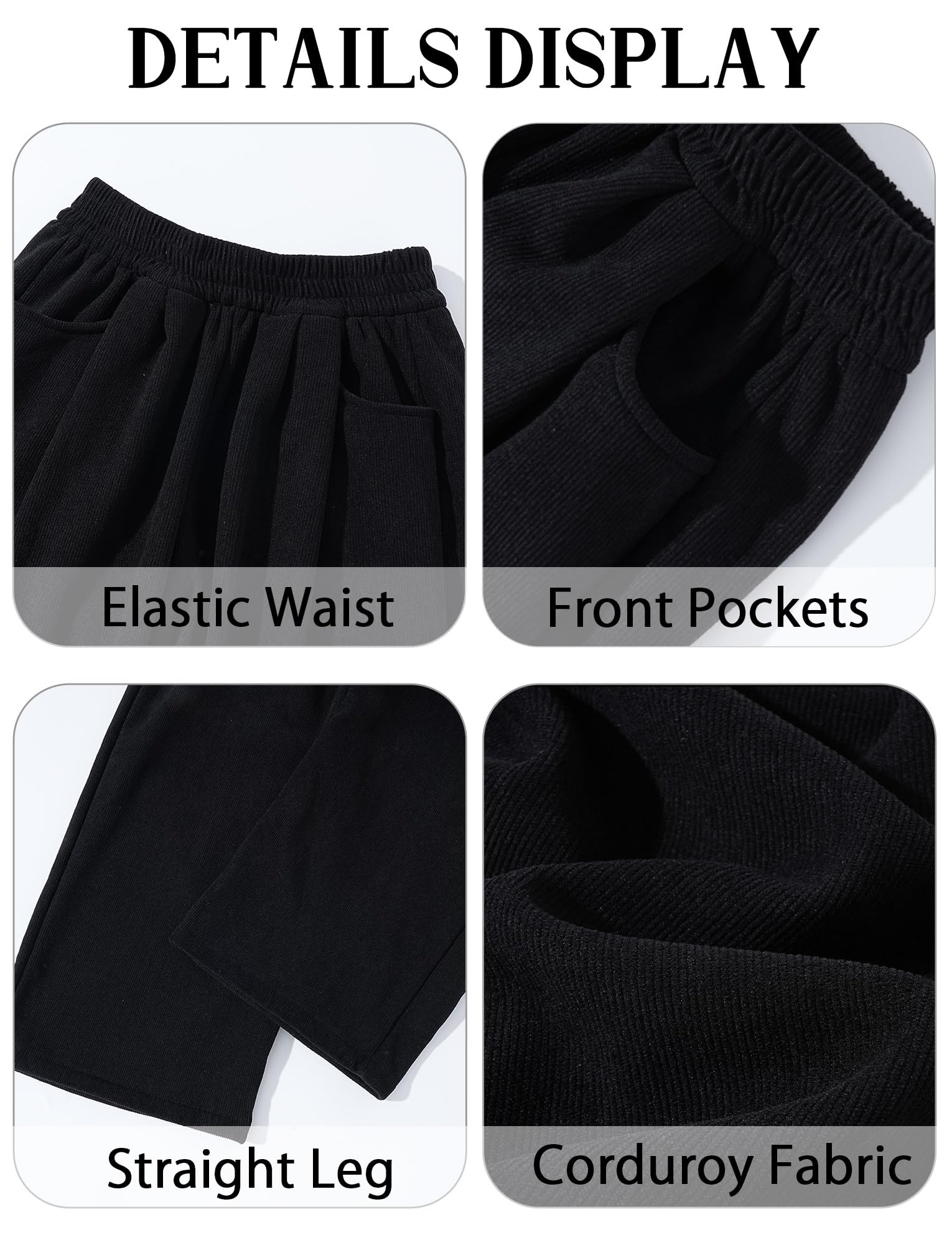 SEAUR Mädchen Cordhose Weites Bein Locker Freizeithose Herbst Winter Lange Hose mit Gummibund Hohe Taille Warme Winterhose 4-14 Jahre
