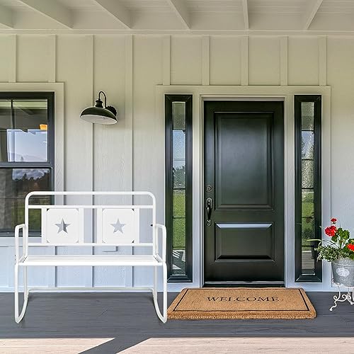Mecedora para patio, sillas de césped de hierro para 2 personas con diseño de estrellas, balancín para exterioresinteriores, balancines de porche