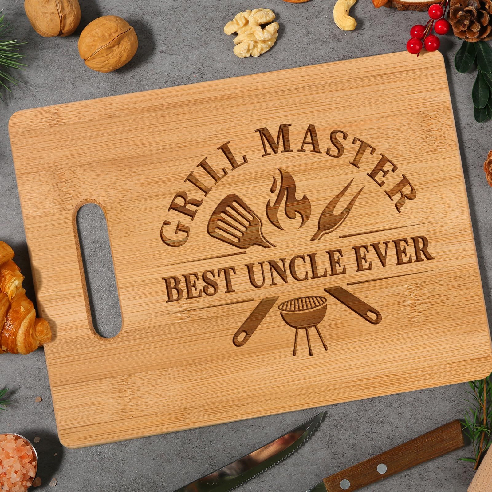 Uncle Gifts from Niece Nephew, Christmas Gifts for Uncle Birthday Valentine Father's Day Thanksgiving - Best Uncle Ever Unique Engraved Cutting Board