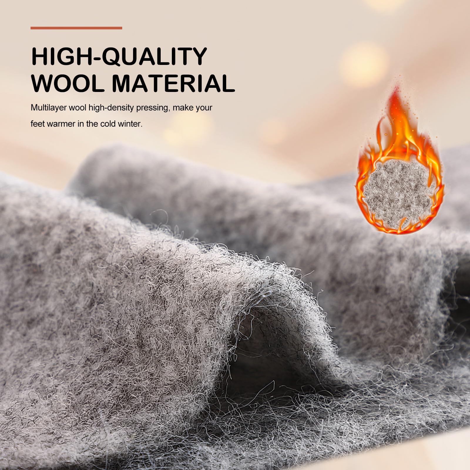 WALKHERO Wool Thermal Insoles - Wool Arch Supports Plantar Fasciitis Insert, Memory Foam Cushion Comfort Warm Fleece Shoe Insoles for Cold Weather (LightGray Mens 10)