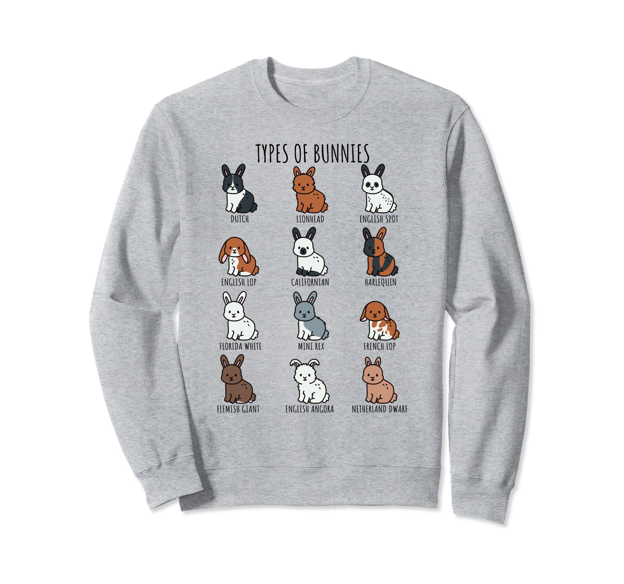 Cute Types of Bunnies Rabbits Breeds Flemish Giant Lionhead Sweatshirt