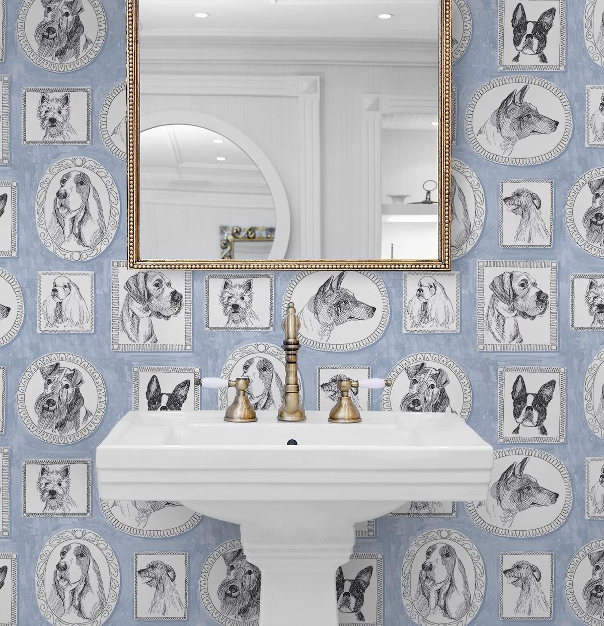 Surface Style - Peel and Stick Wallpaper, Contemporary Wallpaper for Bedroom, Dorm Room Essentials, Self Adhesive, Vinyl, 30.75 Sq Ft Coverage (Pup Portraits Collection, Celestial)