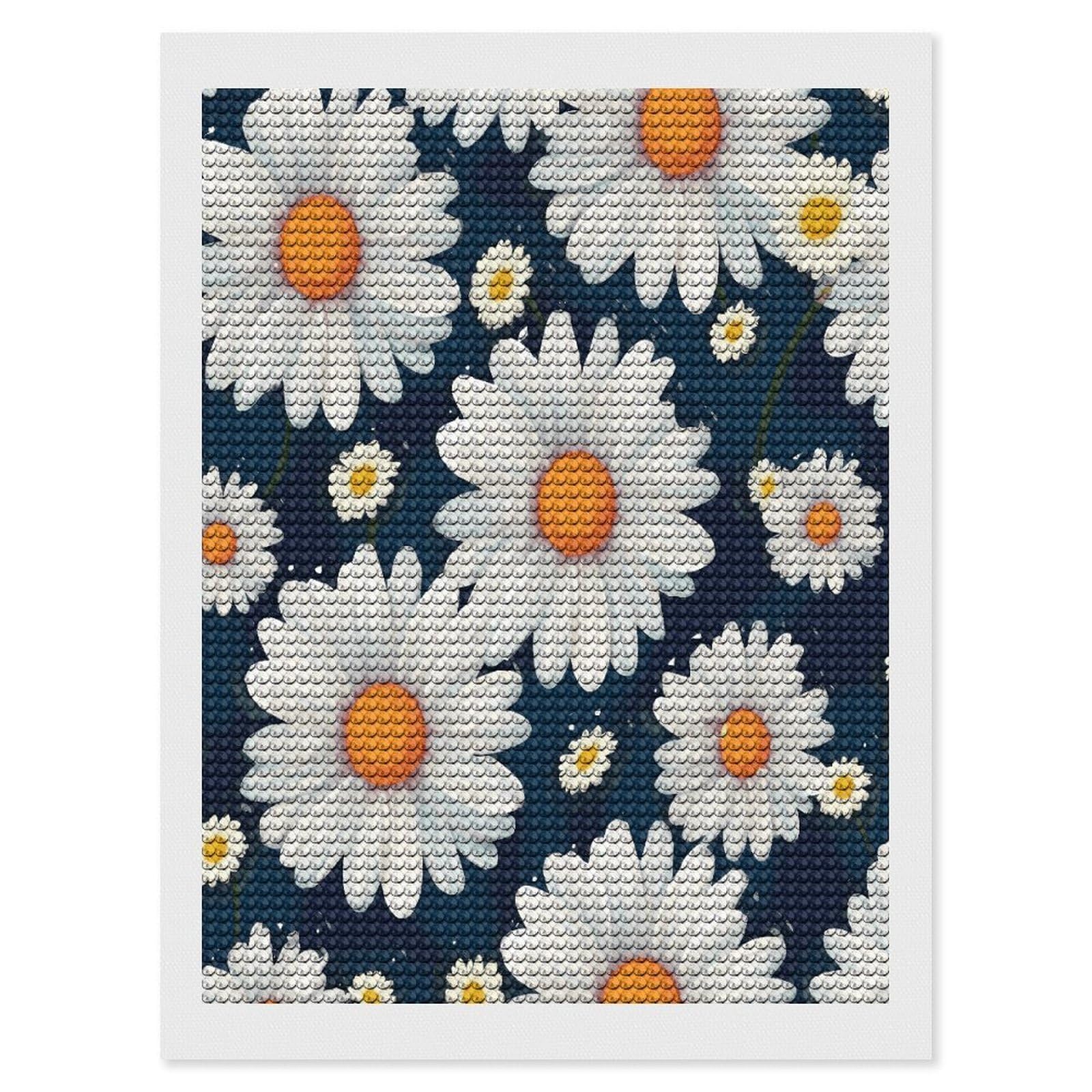 Daisy Pattern Diamond Art Kits for Adult Round Full Drill Diamond Dots Paintings for Beginner Picture Art DIY Diamond Painting Kits 5D Diamond Art Painting for Home Wall Decor 12"x16"