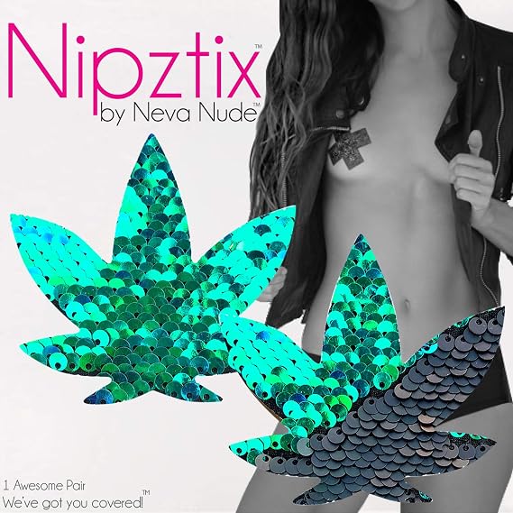 Neva ヌードウィードリーフ Nipztix Pasties ニップルカバー - 医療グレードの接着剤、防水、防汗、米国製