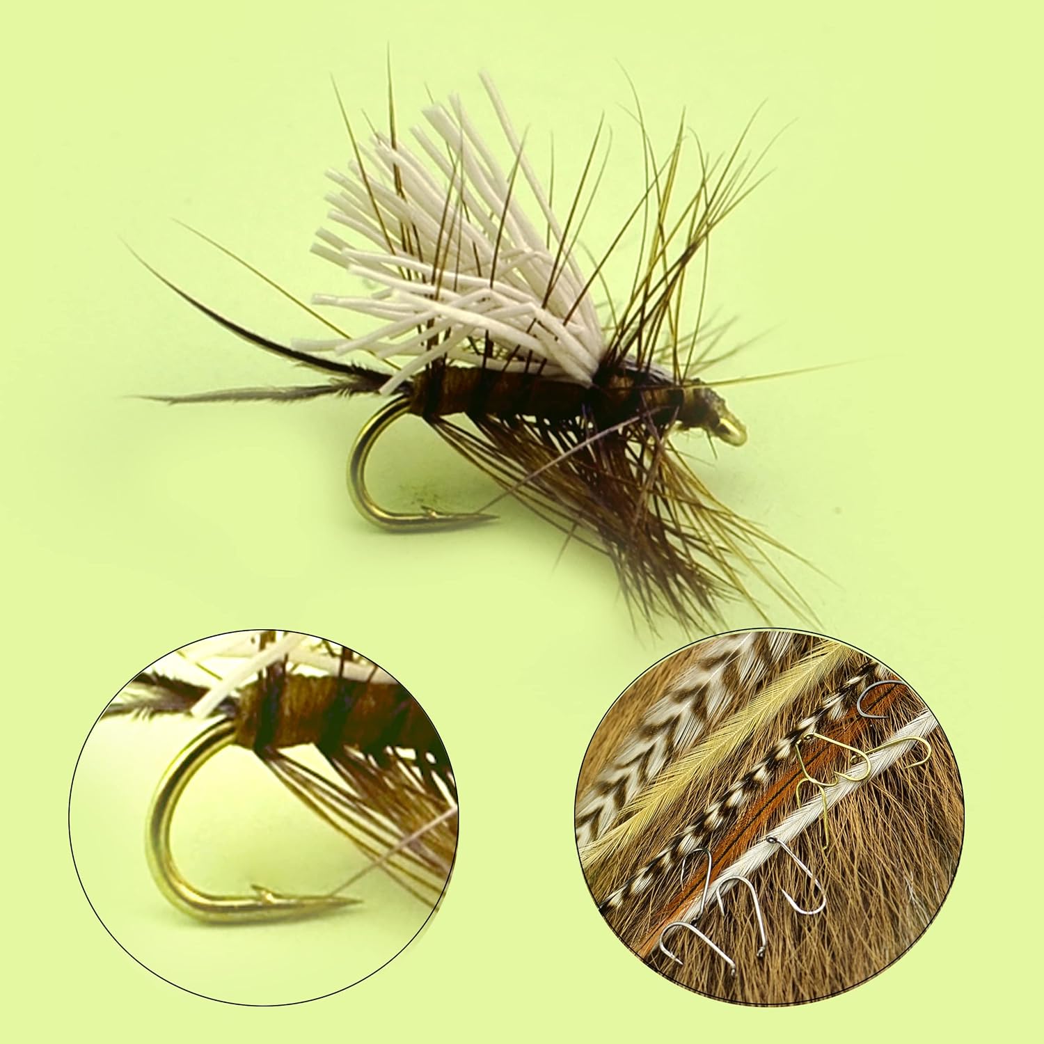 Fly Fishing Dry Flies/A Dozen/Caddis Parachute/DORATO Hare's Ear/ELK Hari/GRIFFITH'S GNAT/HEMMINGWAY/Parachute Adams/Royal Coachman/PEG'S Midge (Parachute/Caddis/Adamsd)
