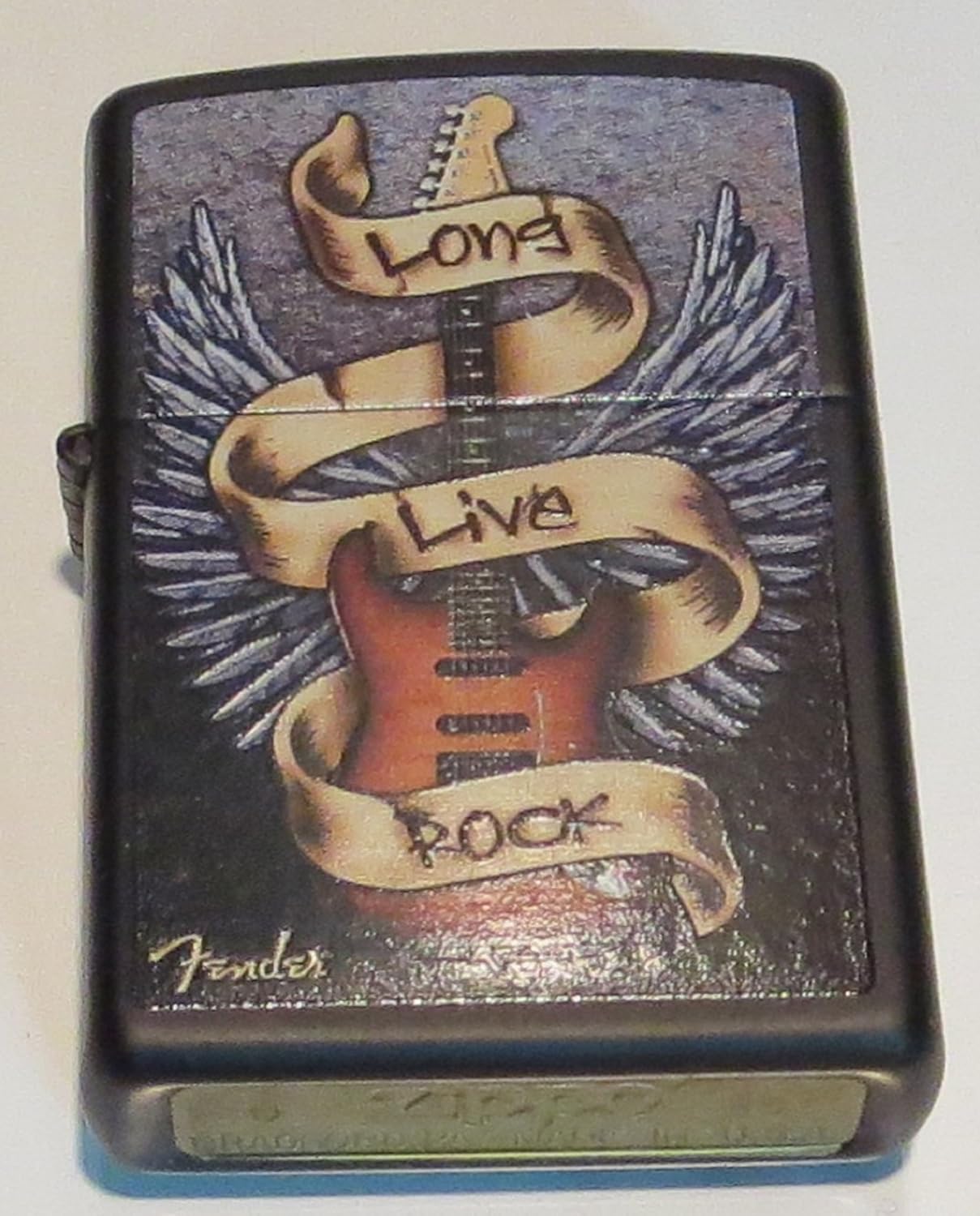 Zippo "Fender Guitar-Long Live Rock" Black Matte Lighter, 4874
