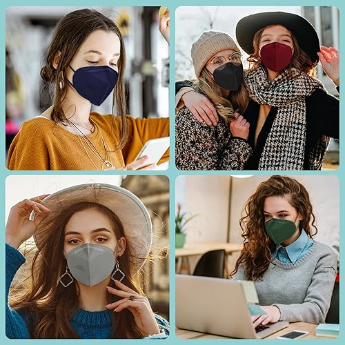 Miniatura 6 de XDX Mascarillas KN95, paquete de 50 mascarillas faciales multicolor envueltas individualmente para hombres y mujeres, 5 capas mascarillas