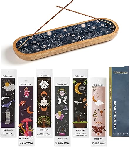 Miniatura 1 de Folkulture Soporte para quemador de incienso o quemador de incienso, moderno atrapa cenizas o soporte para palitos de incienso para decoración del