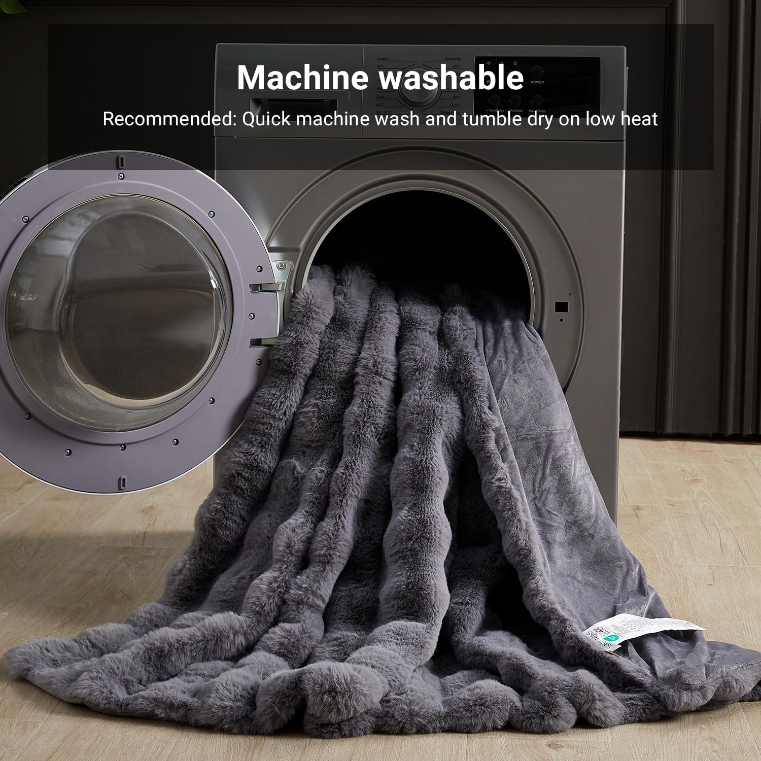 SAPHREAS Faux Fur Throw Blanket for Couch, Fluffy Fuzzy Bubble Blanket for Sofa Bed Living Room, Grey Decor Soft Cozy Gifts for Women Men, 50x60” Gray - Image 8