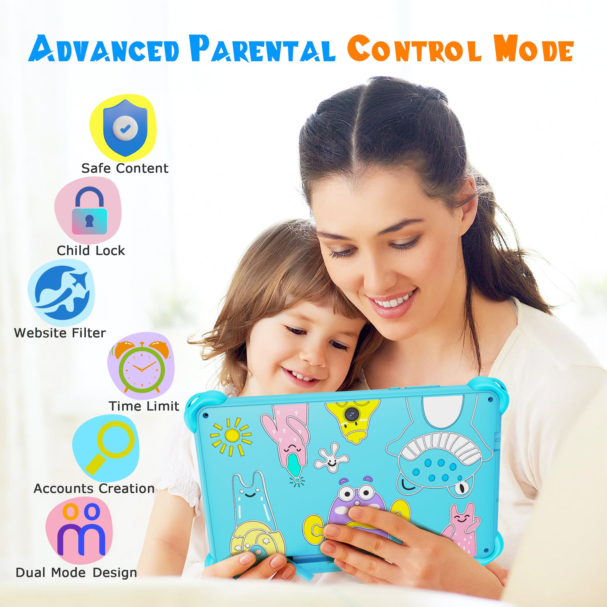 Tablet para Niños de 7 Pulgadas 32GB Android Tablet Niños con WiFi Funda Protectora Control Parental Tableta Infantil de 3 a 7 años (Azul)