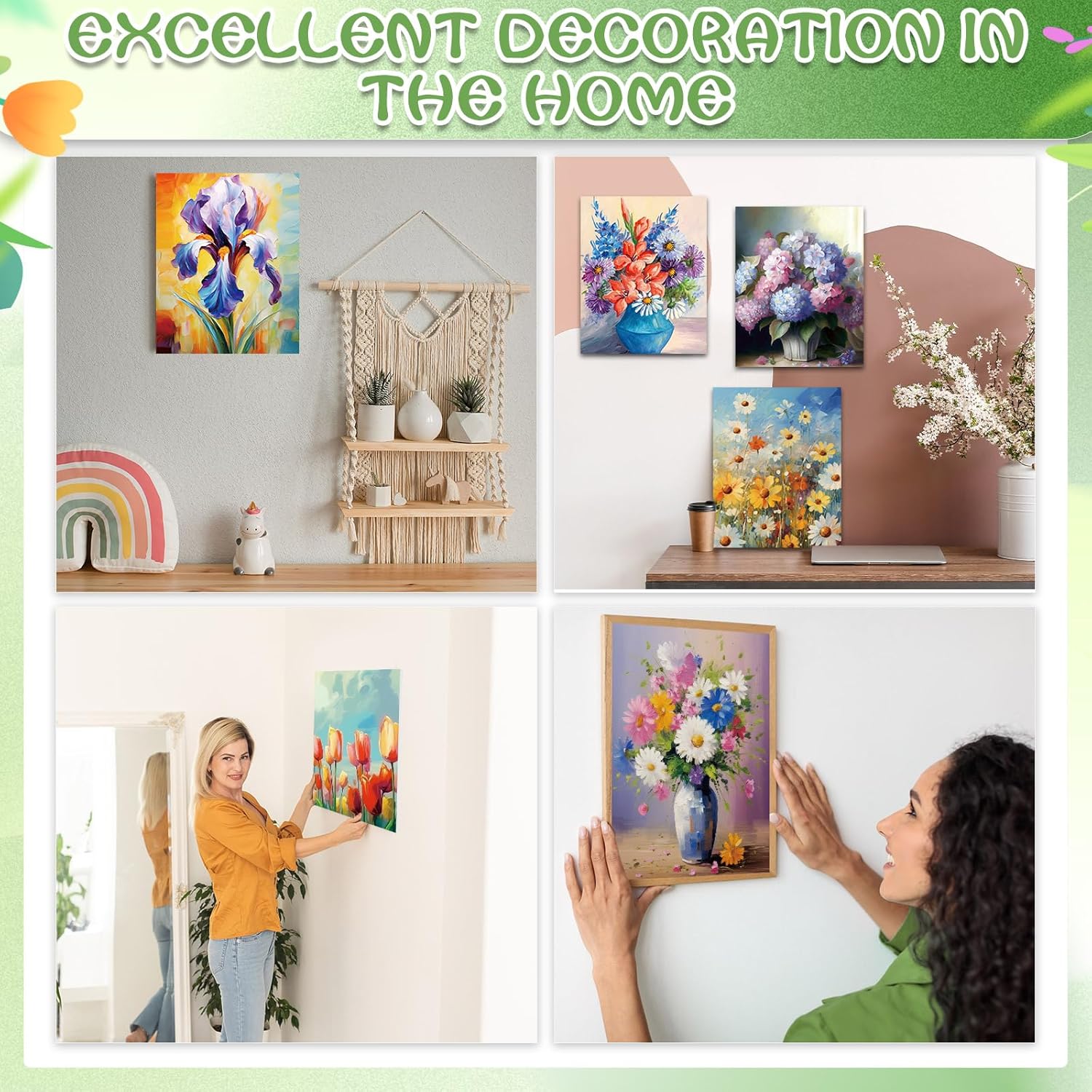 Zhanmai 12 Pack Pre Drawn Canvas for Painting Sip and Paint Kit 8" x 10" Paint Party Set Canvas Painting Pre Printed Canvases for Party Favor DIY Virtual Adult's Date Night(Plant)