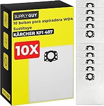 Supply Guy WD4 Bolsas compatibles con Karcher KFI 487 WD4 WD5 WD6 MV6 SE5 SE6 Repuestos 10 bolsas de repuesto reemplaza 2.863-006.0 (10 Set Bolsas para aspiradora)