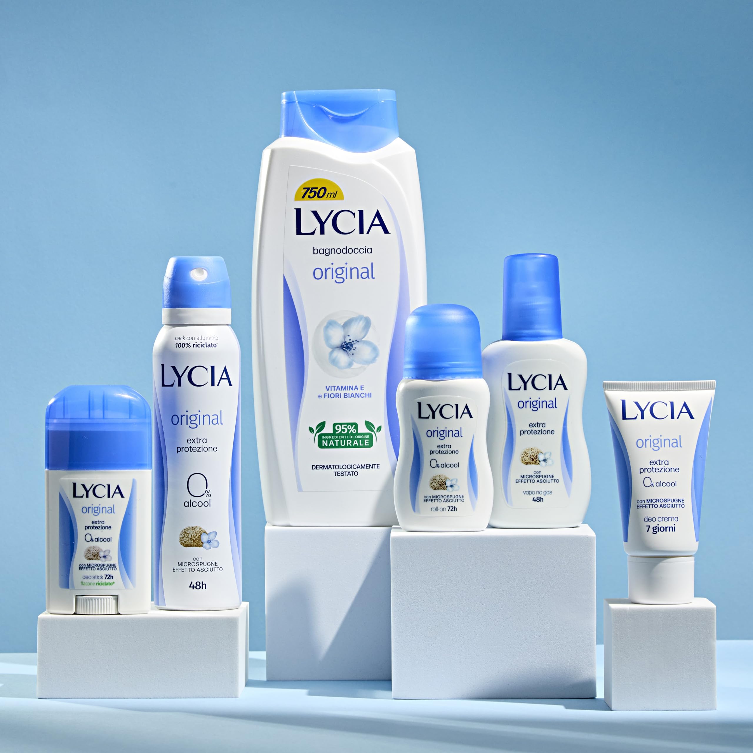 Lycia, Oryginalny dezodorant Roll On z antybakteryjnym i mikrogąbkami do suszenia dla trwałego chłodu i efektu chłodzenia, skuteczny do 48H, bez alkoholu, 50 ml