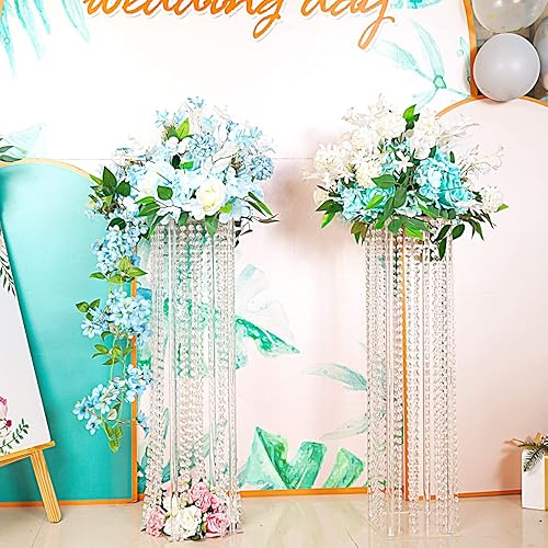 Miniatura 4 de Jarrones acrílicos para centros de mesa de boda para mesas, 2 piezas de 23.6 pulgadas de alto, jarrón geométrico de suelo, soporte de flores de