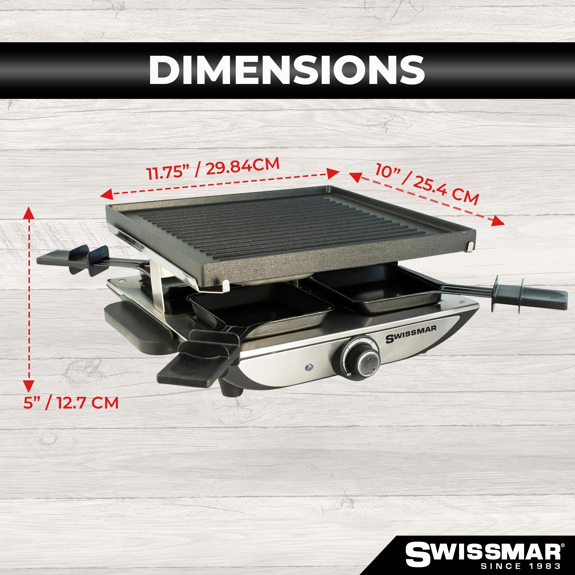 Geneva Raclette Grill con parrilla reversible de aluminio fundido, perfecta para exterior e interior, parrilla eléctrica Raclette y parrilla - Unión de barbacoa - 4 personas 7