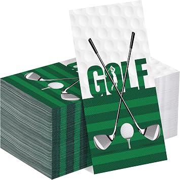 Kochorie 100 Pieces Golf Napkins Disposable Golf Themed Party Napkins 7.8 x 4.3 Inch Golfing Paper Cocktail Napkins Hole in One First Birthday Supplies for Golf Sports Birthday Party Decorations