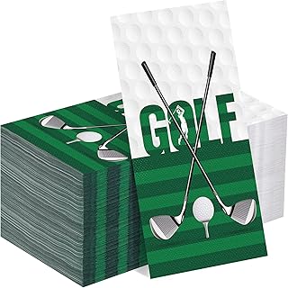 100 Pieces Golf Napkins Disposable Golf Themed Party Napkins 7.8 x 4.3 Inch Golfing Paper Cocktail Napkins Hole in One First Birthday Supplies for Golf Sports Birthday Party Decorations