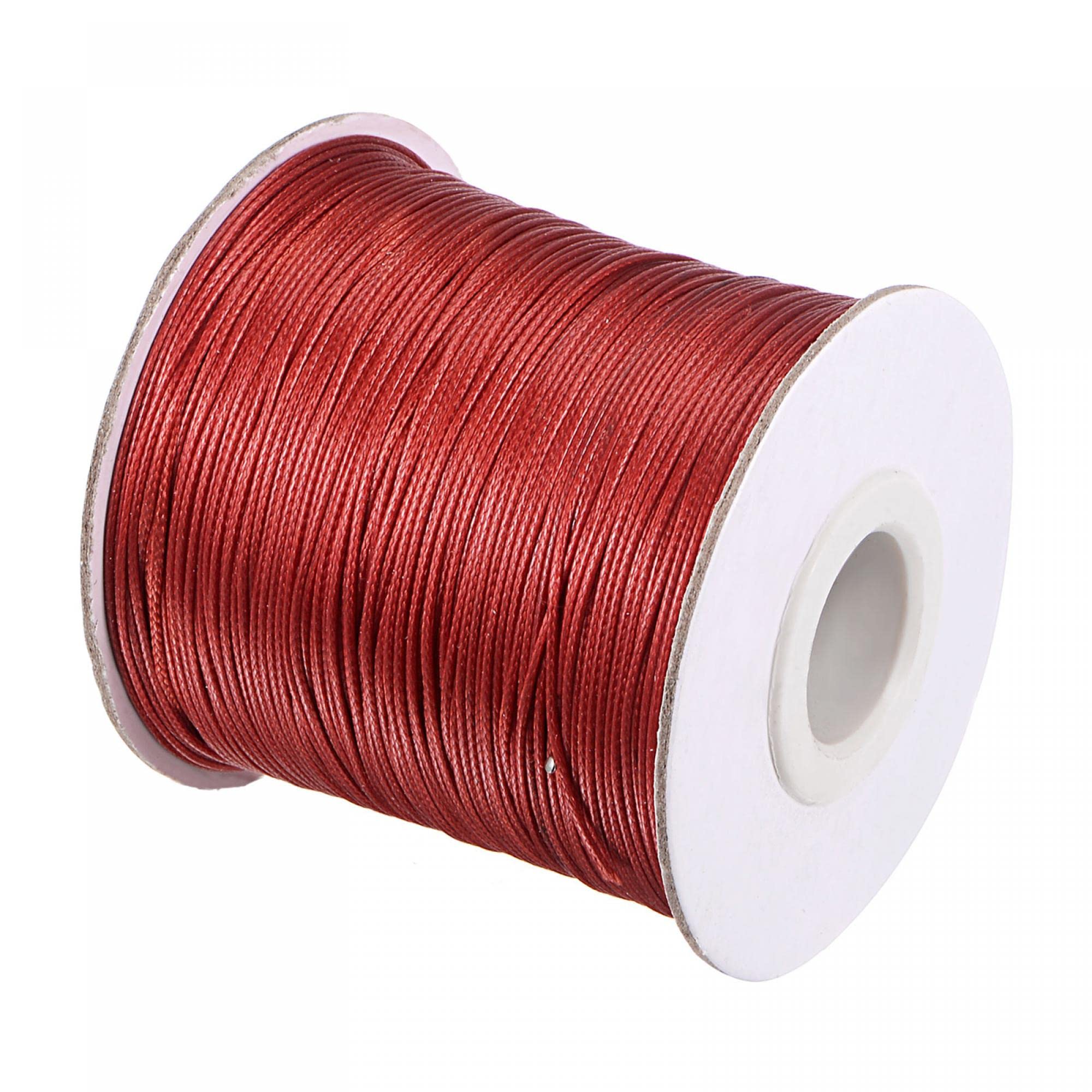sourcing map 0.5mm Waxed Polyester String Cord 159M (173-Yards) Beading Thread Crafting Rope for Jewelry Making Bracelet Necklace Weaving, Wine Red — image 1