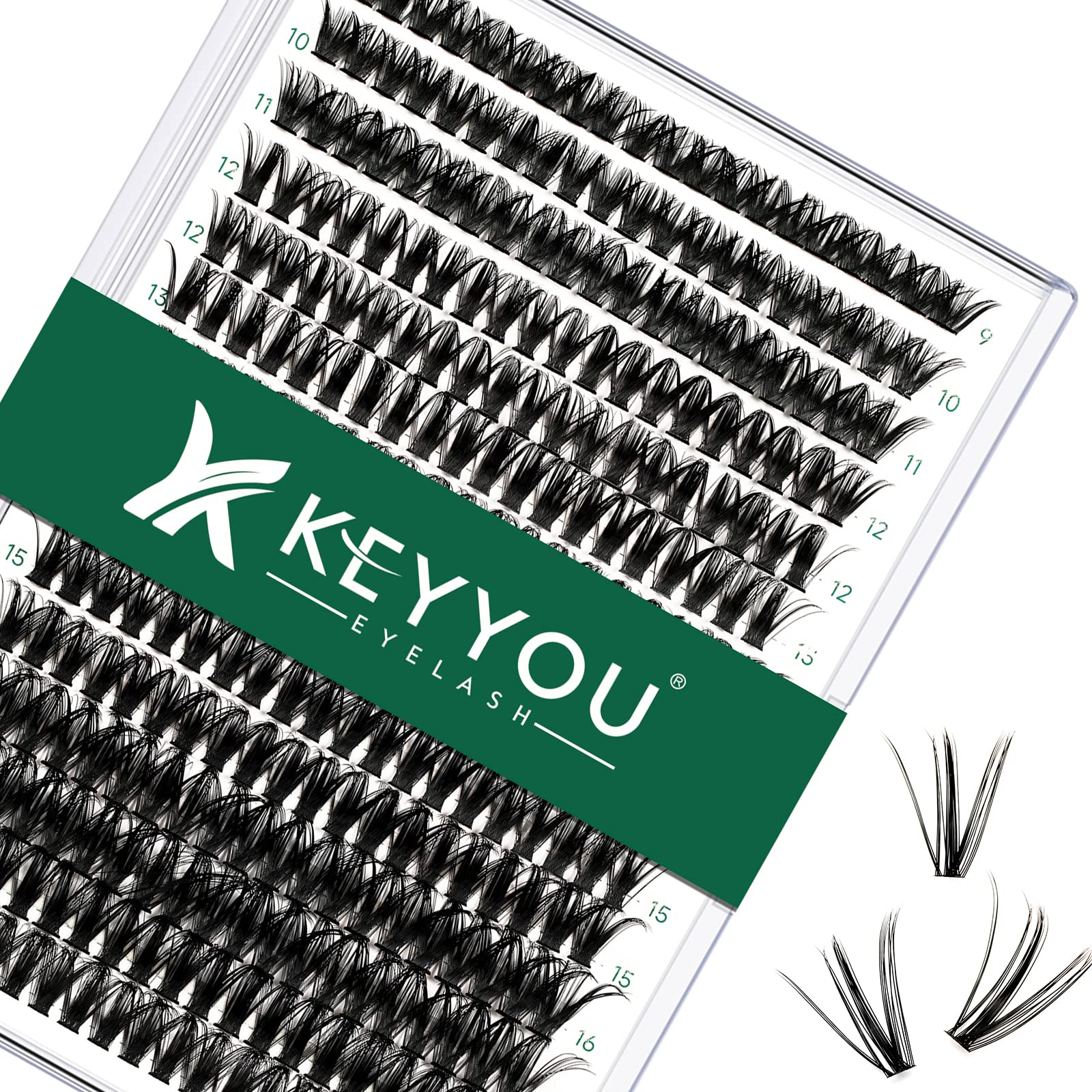 KEYYOU Wimpern Extensions 300pcs Cluster Lashes 50D C Curl 8-16Mix Einzelne Wimpern Volume Natürlich Sanft Wimpernverlängerung（50D-C-Mix）