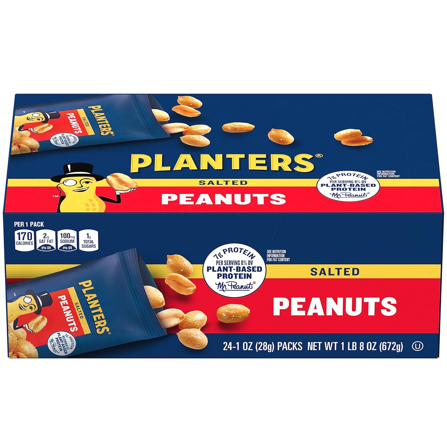 Planters Salted Peanuts (288 ct Pack, 12 Boxes of 24 Bags