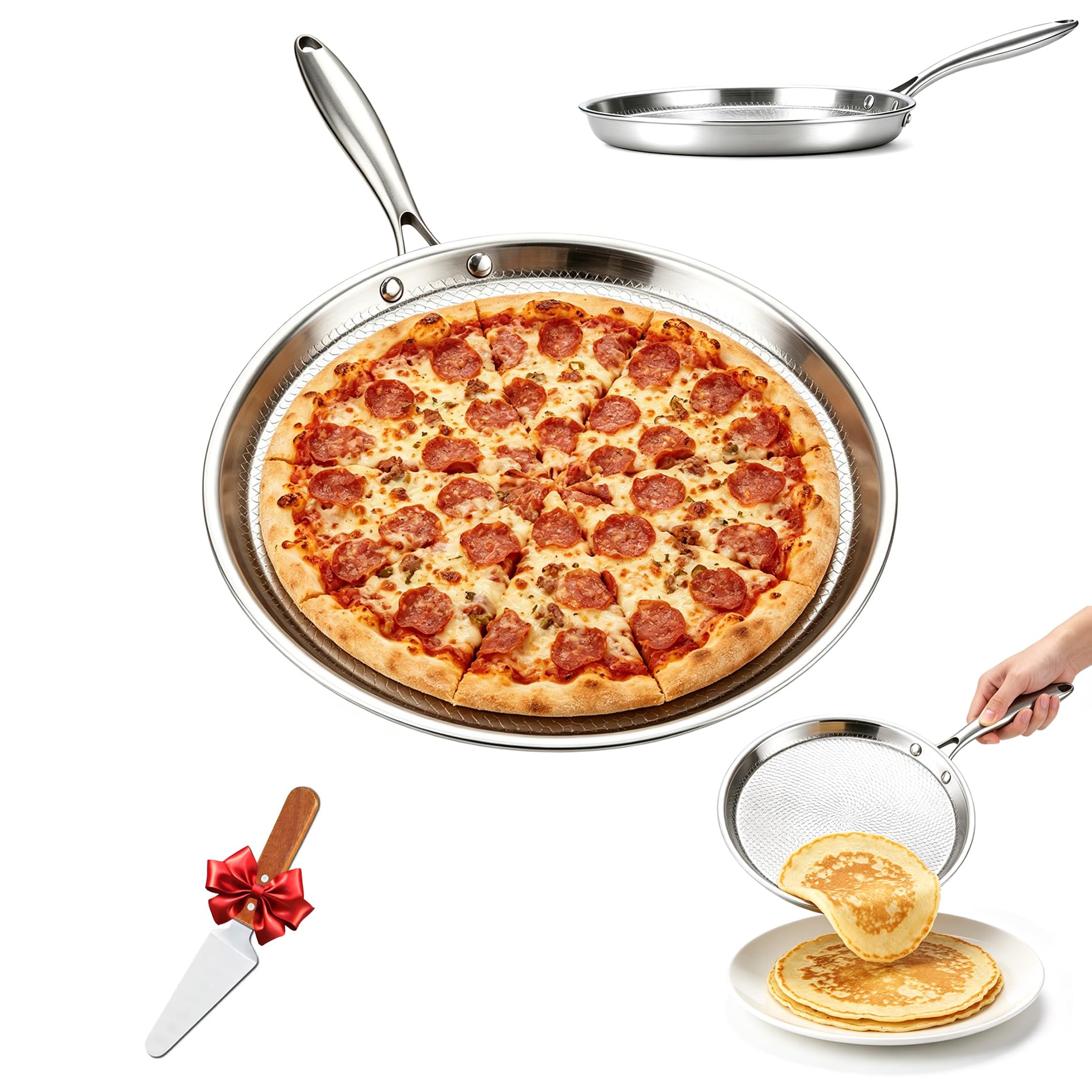 Generisch Titan Crepe Pfanne, Abnehmbarer Hitzeschutzgriff, Geeignet für Backofen und Spülmaschine sowie für alle Herdarten, Nicht enthalten PTFE und PFOA (26)