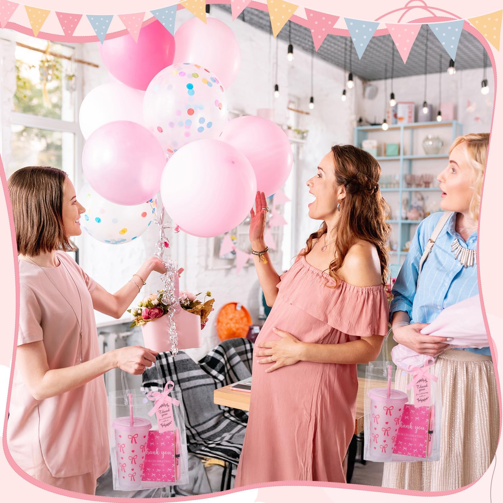 30 Stück Gastgeschenke für Babypartys für Gäste, wiederverwendbare Becher mit Deckel, Strohhalm, Dankeschön, Geschenk, Notizbuch, Kugelschreiber, Grußkarte, Tasche, Babyparty, Spielpreise, Spieler