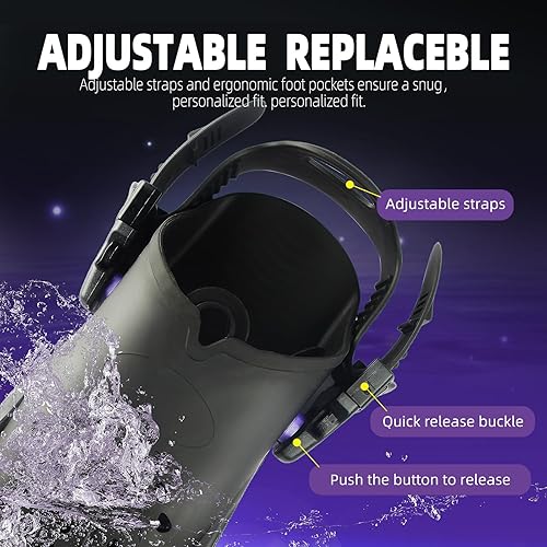 Miniatura 5 de Aletas de esnórquel, aletas de natación, tamaño de viaje, aletas cortas de natación para esnórquel, buceo, natación, adultos, hombres y mujeres,