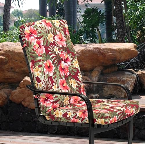 Miniatura 7 de Cojín cuadrado de esquina con respaldo alto para exteriores e interiores con asa y lazos, impermeable para el hogar, jardín, balcón, patio, playa,