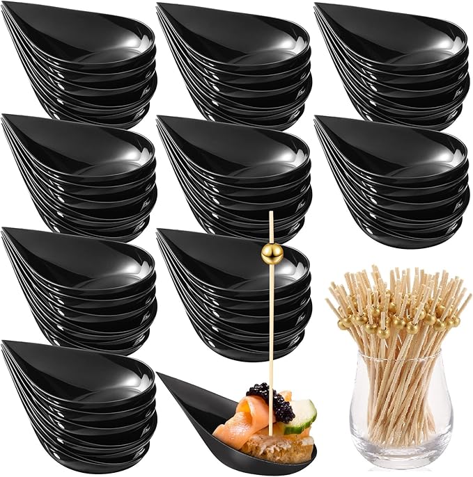 400 Pcs 4 Inch Tear Drop Mini Appetizer Plates Cocktail