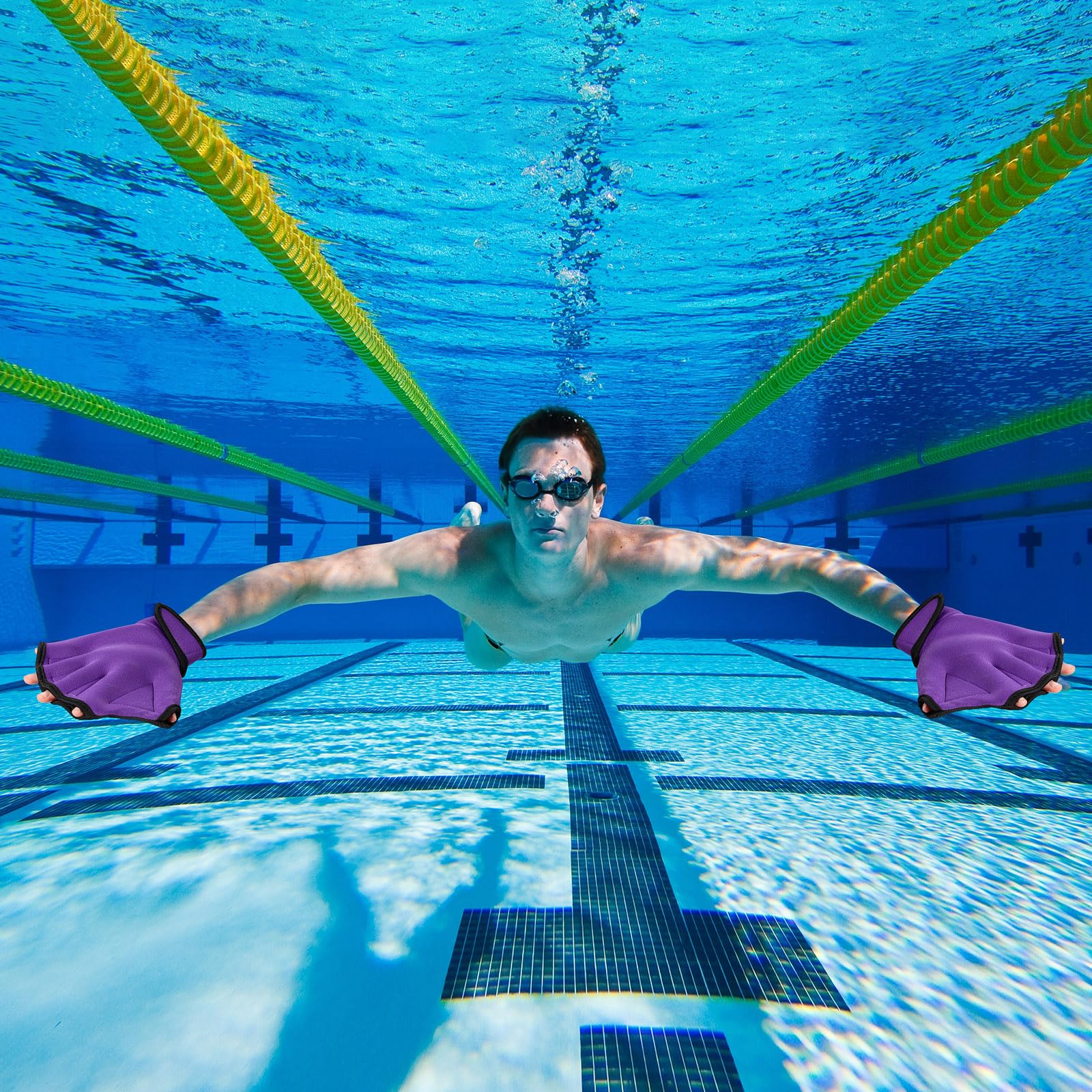 Sumind 2 paia di guanti da nuoto per allenamento acquatico, guanti in neoprene, guanti palmati per fitness, resistenza all'acqua, guanti da allenamento per uomini e donne, nuoto, immersioni, con