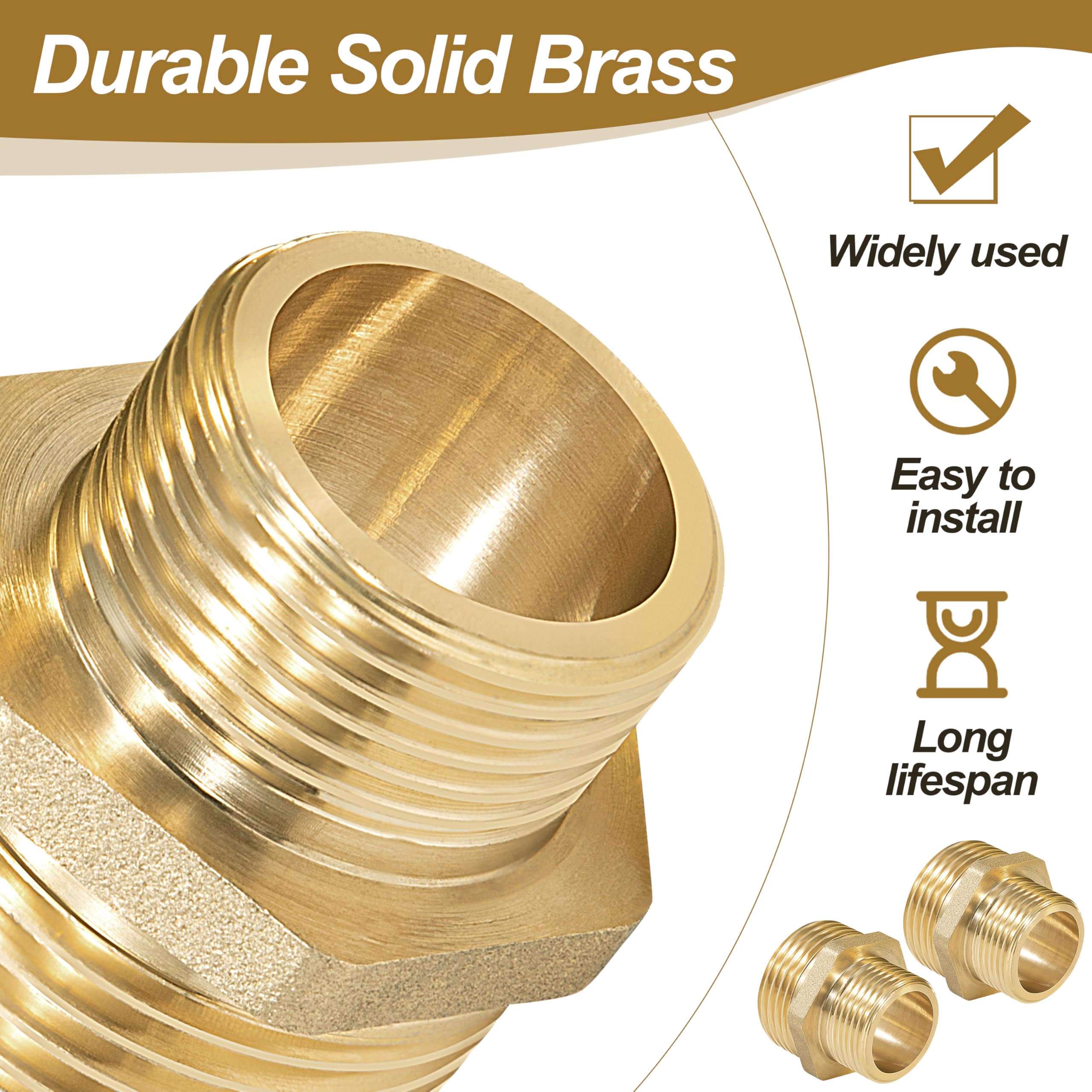 sourcing map Ottone Tubo Barb Raccordo Dritto 3/16 Pollici x NPT 1/4