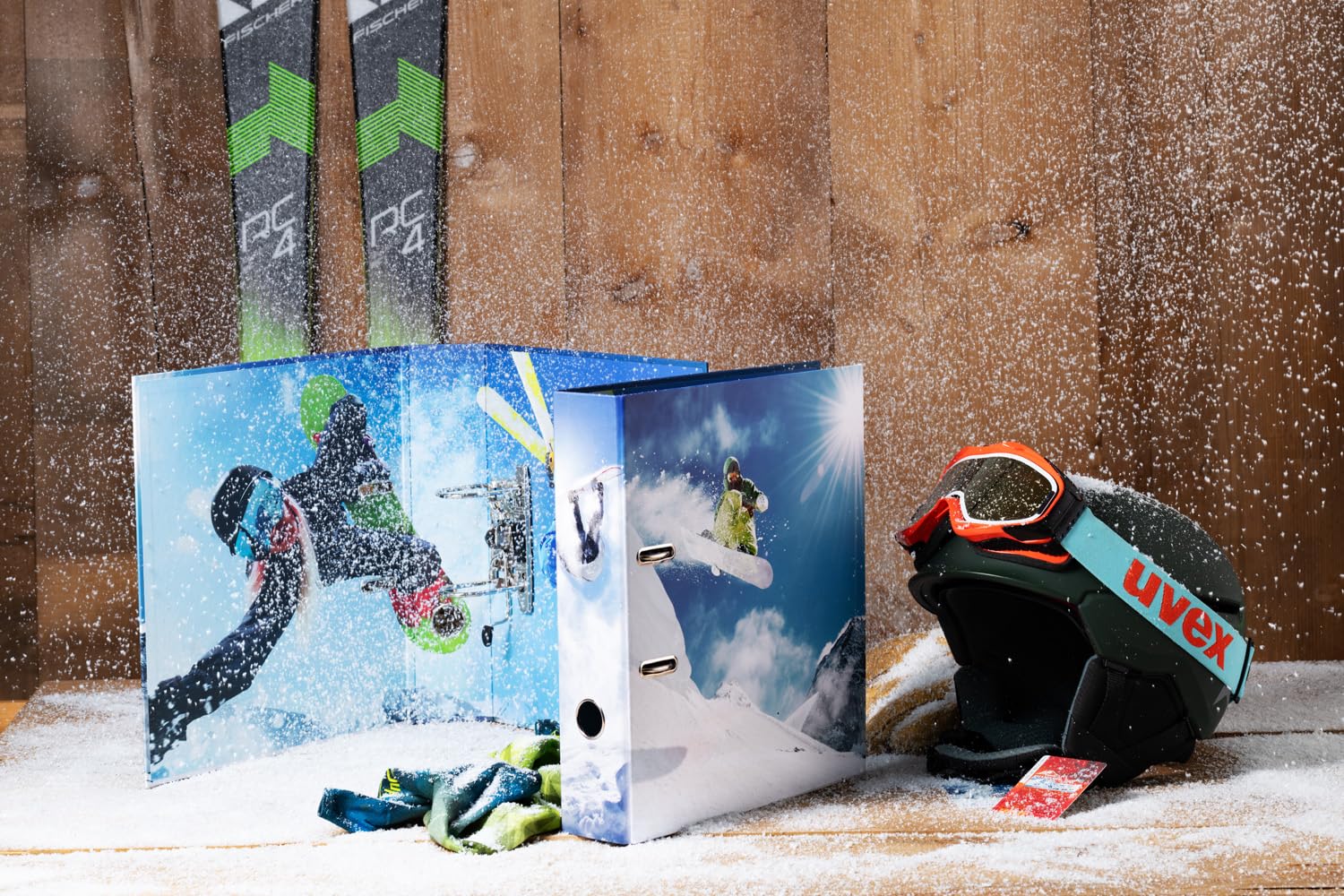 HERMA Lot de 5 classeurs à levier A4 pour sports d'hiver, tranche de 70 mm, classeur robuste avec motif sport, finition brillante et impression intérieure, classeur à anneaux pour enfants, classeur