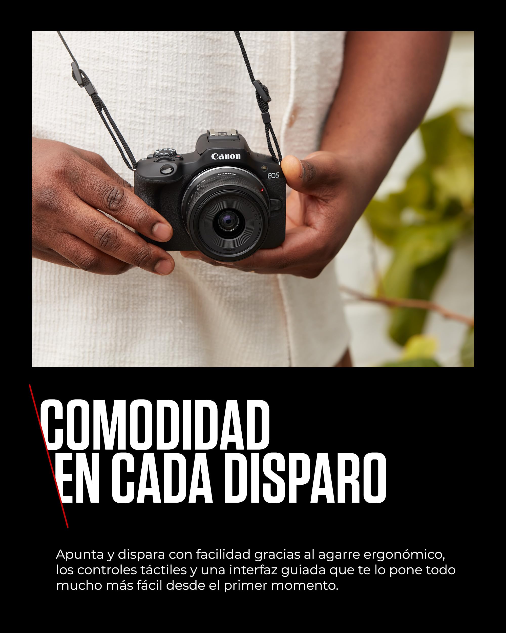 CANON EOS R100 Cámara Mirrorless + Objetivo RF-S 18-45 mm + RF 75-300mm Kit Doble Zoom, Cámara Evil APS-C (24,1 MP) -4 EV, Vídeo 4K 25 fps, Dual Pixel CMOS AF, Wi-Fi y Bluetooth, Negro