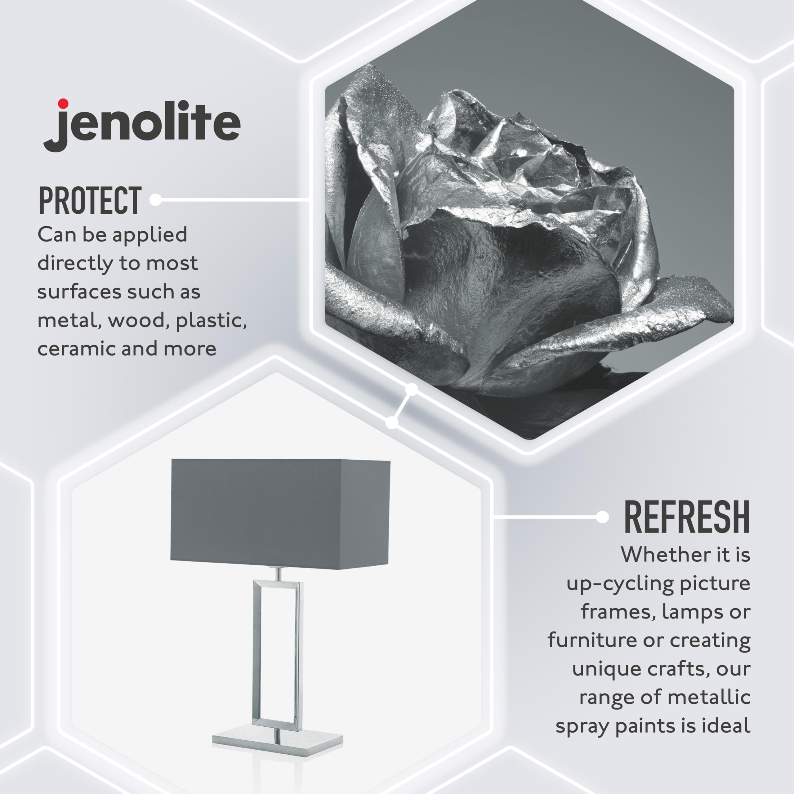 JENOLITE Directorust Pintura Metálica Brillo | ORO BLANCO | Pintura en aerosol multisuperficie | Imprimador, capa base y capa superior todo en uno | 3 x 400ml